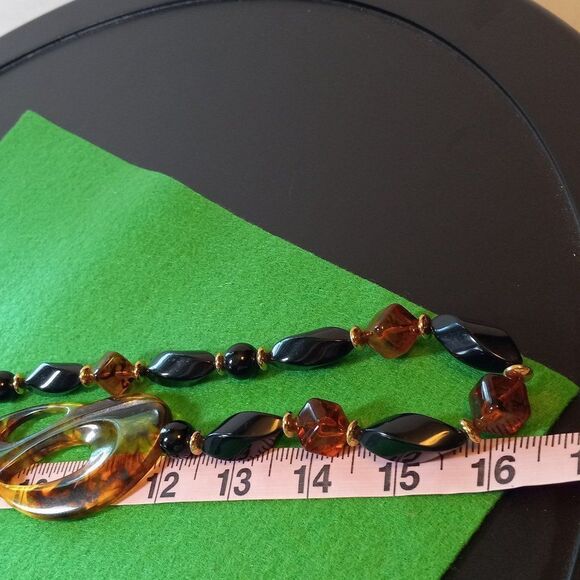 Asymmetrical Smokey Swirling Oblong Openings Lucite Necklace - Picture 6 of 8